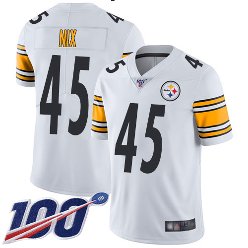 Men Pittsburgh Steelers Football #45 Limited White Roosevelt Nix Road 100th Season Vapor Untouchable Nike NFL Jersey->women nfl jersey->Women Jersey